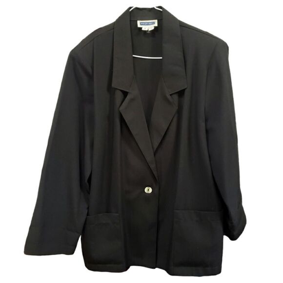 Prophecy Black One Button Blazer Size 16 - Picture 1 of 14